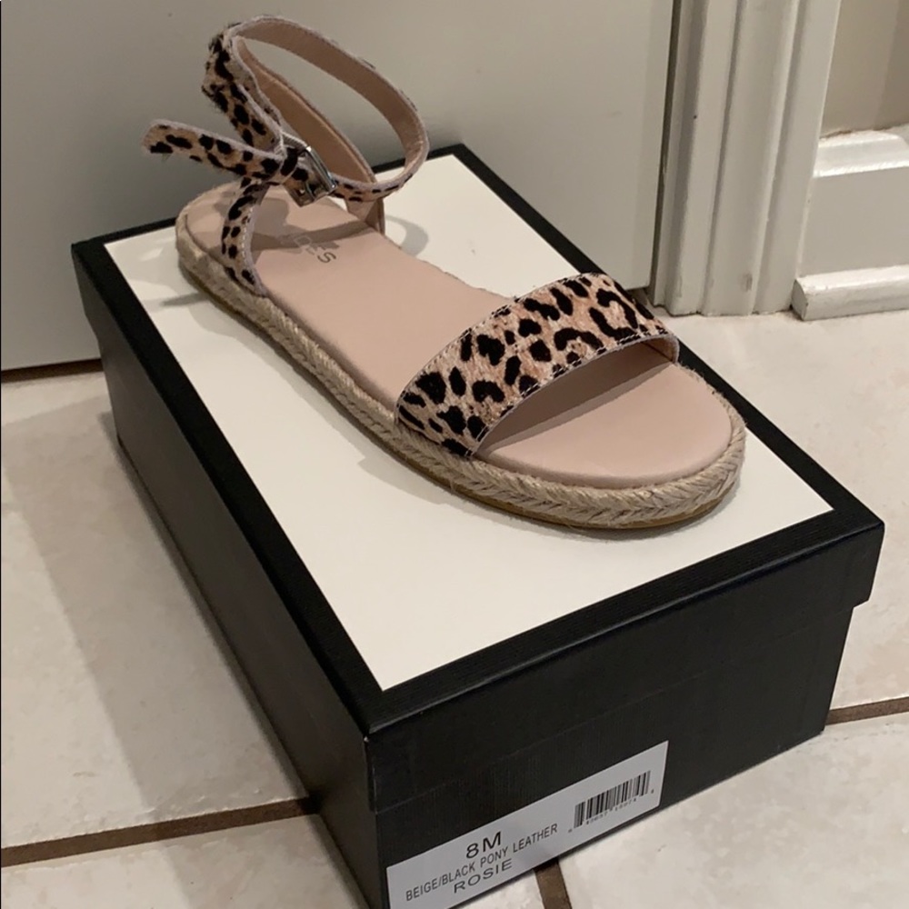 J/Slides Rosie Pony Leather Espadrille Sandals 8M